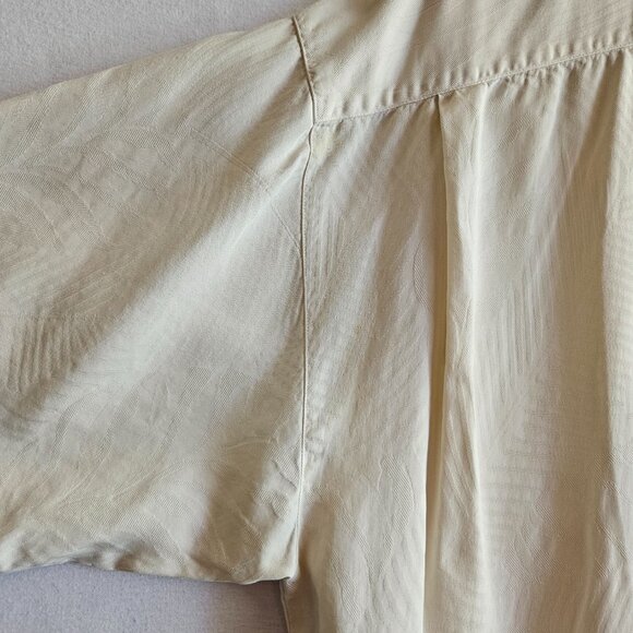 Tommy Bahama Silk Button Down Cream Short Sleeved Shirt Mens XL Relax Fit - Picture 10 of 15